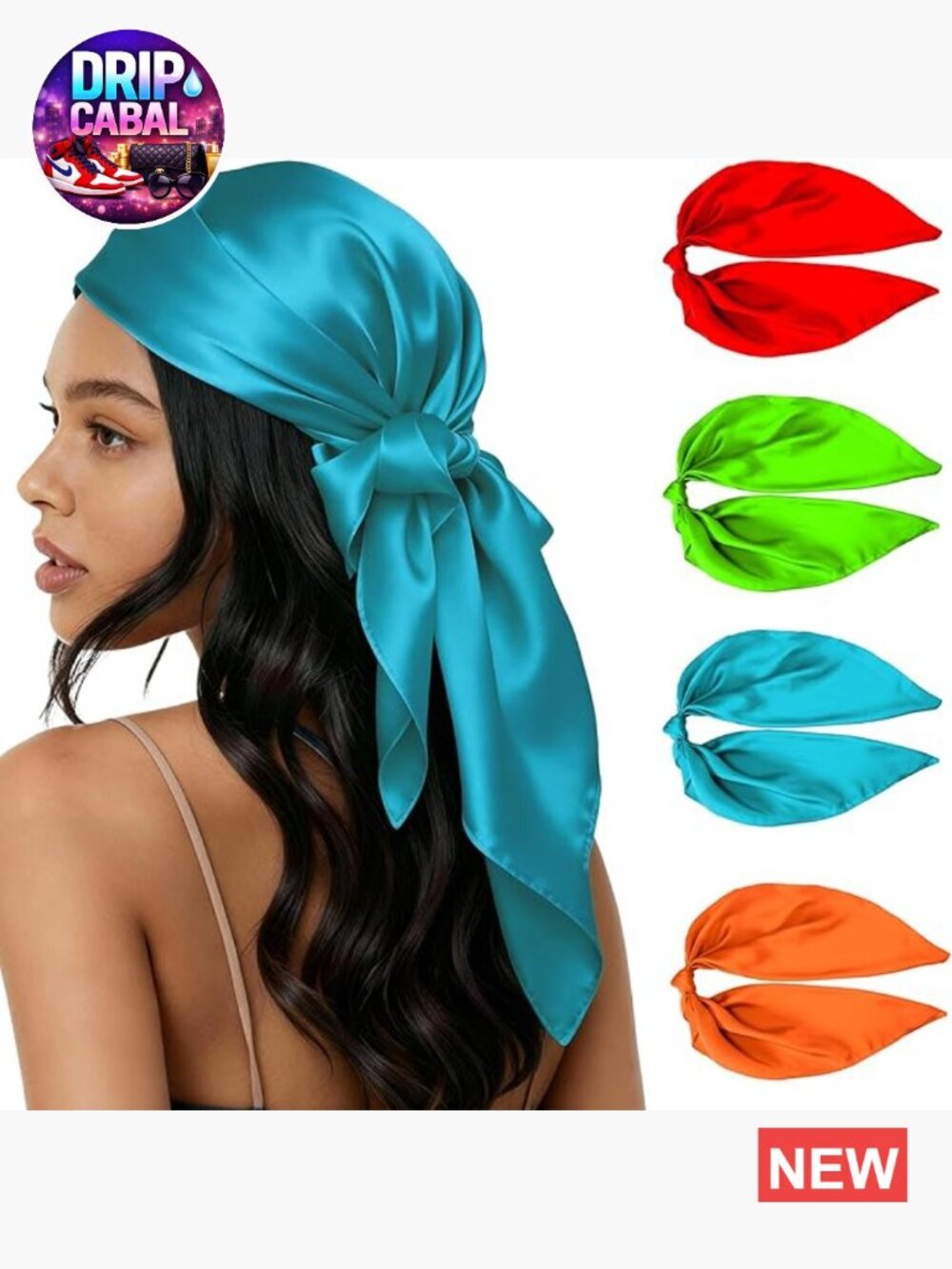 Silk Like Satin Square Head Scarf Hair Bandana for Women - 27.5"